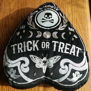 NWT Black Velvet Goth Boho Oija Embellished Pillow Retro Boho Witchy Whimsigoth
